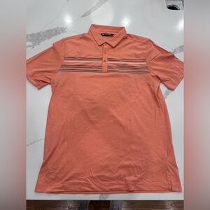Travis Mathew Peach Polo Shirt with Stripes